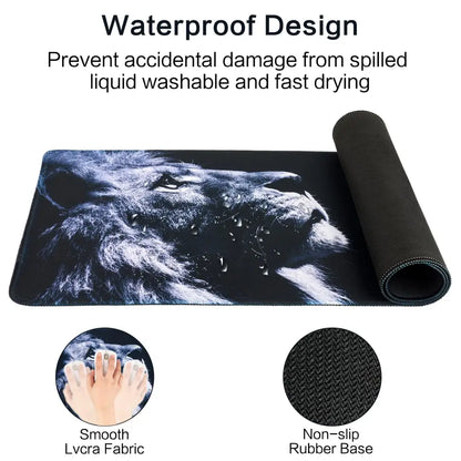 Gaming Mouse Pad Large 31.5 x 11.8in Topographic Keyboard Mousepad for Non-Slip Base and Stitched Edge, Extended Desk Pad XL Desk Mat (Black)