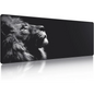 Gaming Mouse Pad Large 31.5 x 11.8in Topographic Keyboard Mousepad for Non-Slip Base and Stitched Edge, Extended Desk Pad XL Desk Mat (Black) Lion