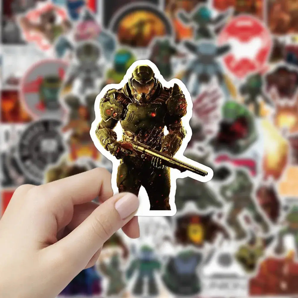 Gear up for gaming glory with the 10/30/50PCS Game Doom Eternal Sticker set