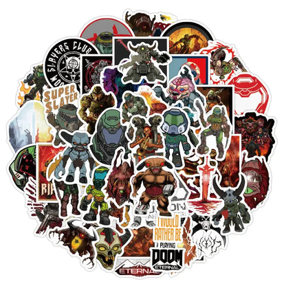 Gear up for gaming glory with the 10/30/50PCS Game Doom Eternal Sticker set
