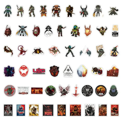 Gear up for gaming glory with the 10/30/50PCS Game Doom Eternal Sticker set