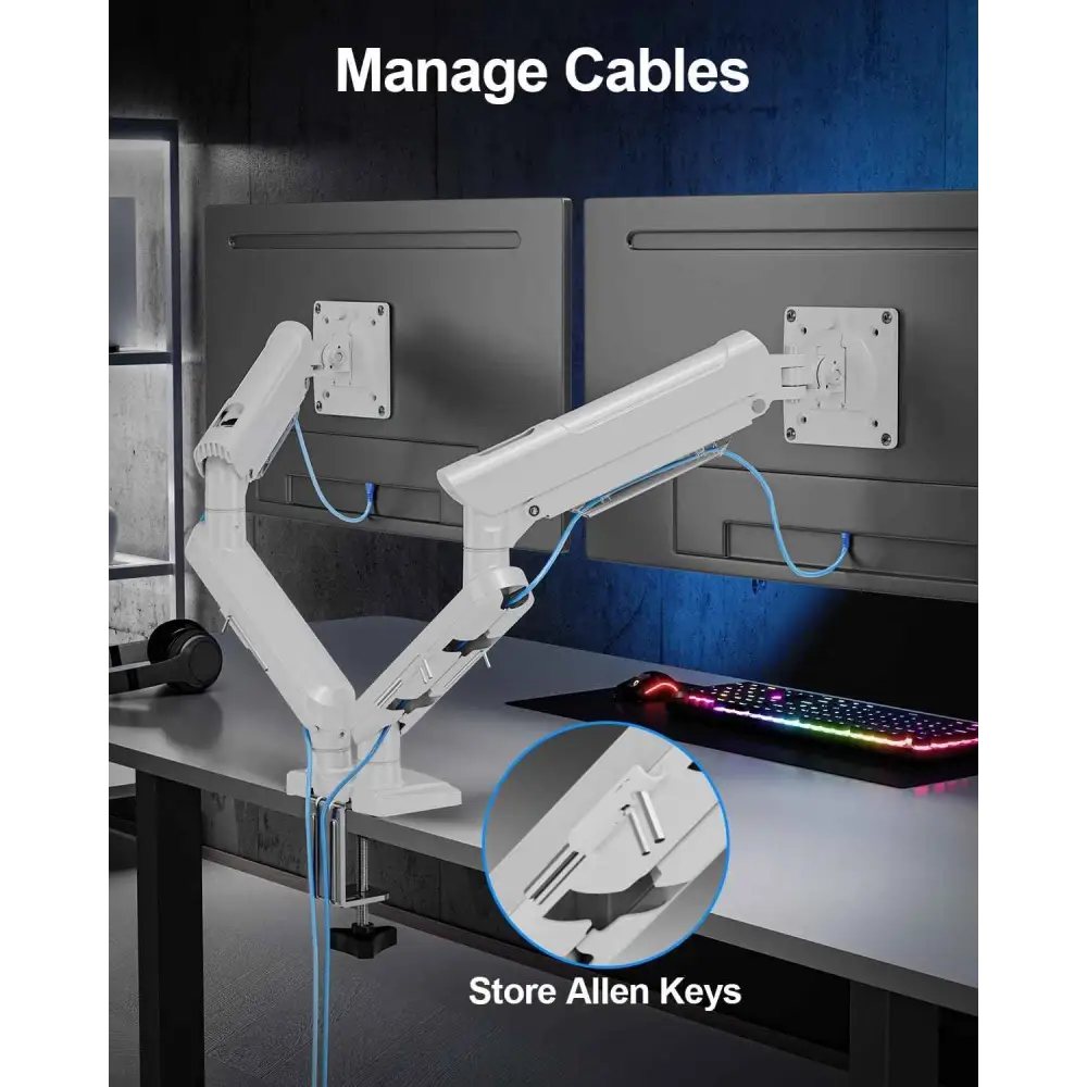 Dual Monitor Arm | Ergonomic Desk Mount for 22lbs Per Arm | VESA Compatible Monitor Desk Mount