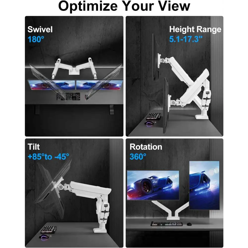 Dual Monitor Arm | Ergonomic Desk Mount for 22lbs Per Arm | VESA Compatible Monitor Desk Mount