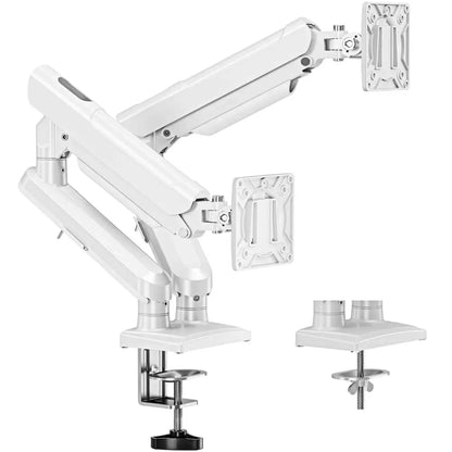 Dual Monitor Arm | Ergonomic Desk Mount for 22lbs Per Arm | VESA Compatible Monitor Desk Mount White