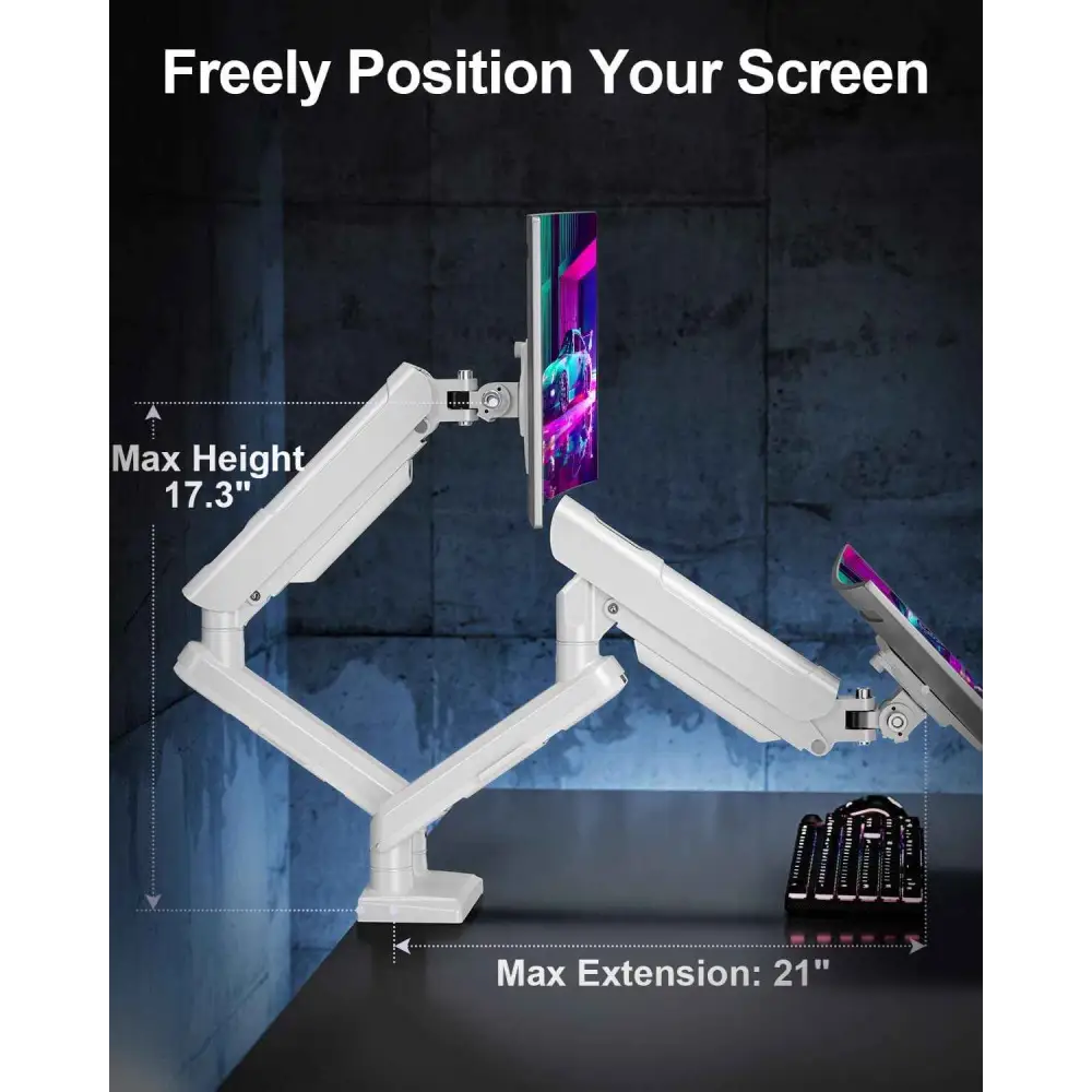 Dual Monitor Arm | Ergonomic Desk Mount for 22lbs Per Arm | VESA Compatible Monitor Desk Mount