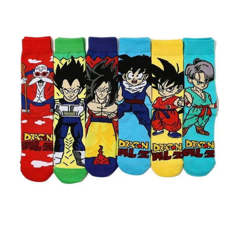 Dragon Ball Z Socks - Mens Cotton Anime Long Socks featuring Piccolo Vegeta Master Roshi and Torankusu Figures - Gapo Goods - Apparel