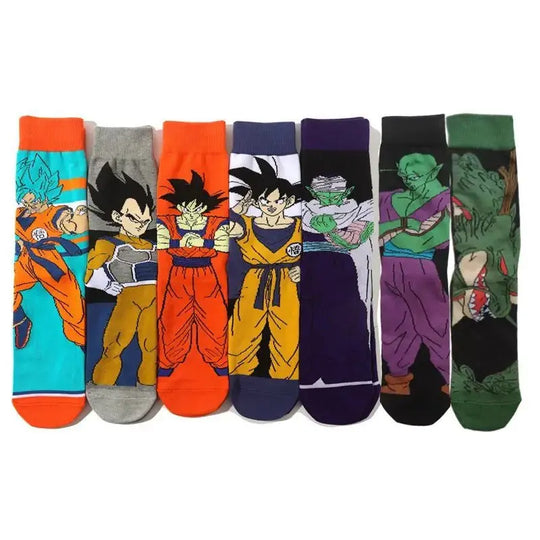 Dragon Ball Z Socks - Mens Cotton Anime Long Socks featuring Piccolo Vegeta Master Roshi and Torankusu Figures - Gapo Goods - Apparel