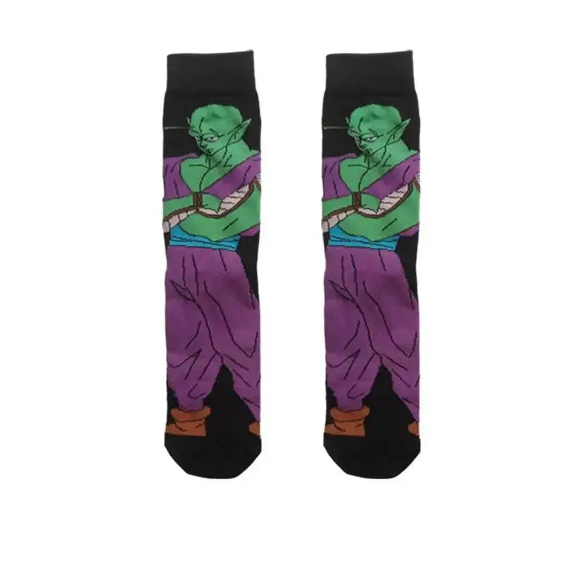 Dragon Ball Z Socks - Mens Cotton Anime Long Socks featuring Piccolo Vegeta Master Roshi and Torankusu Figures - Gapo Goods - Apparel