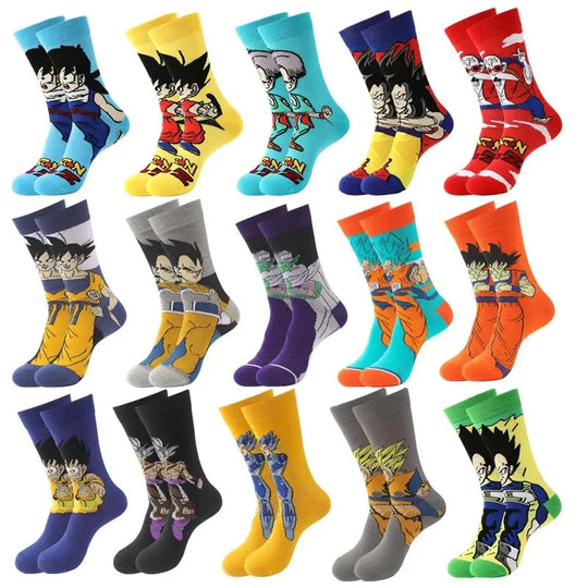 Dragon Ball Z Socks - Mens Cotton Anime Long Socks featuring Piccolo Vegeta Master Roshi and Torankusu Figures - Gapo Goods - Apparel