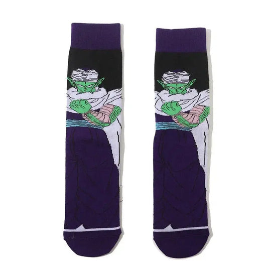 Dragon Ball Z Socks - Mens Cotton Anime Long Socks featuring Piccolo Vegeta Master Roshi and Torankusu Figures - Gapo Goods - Apparel