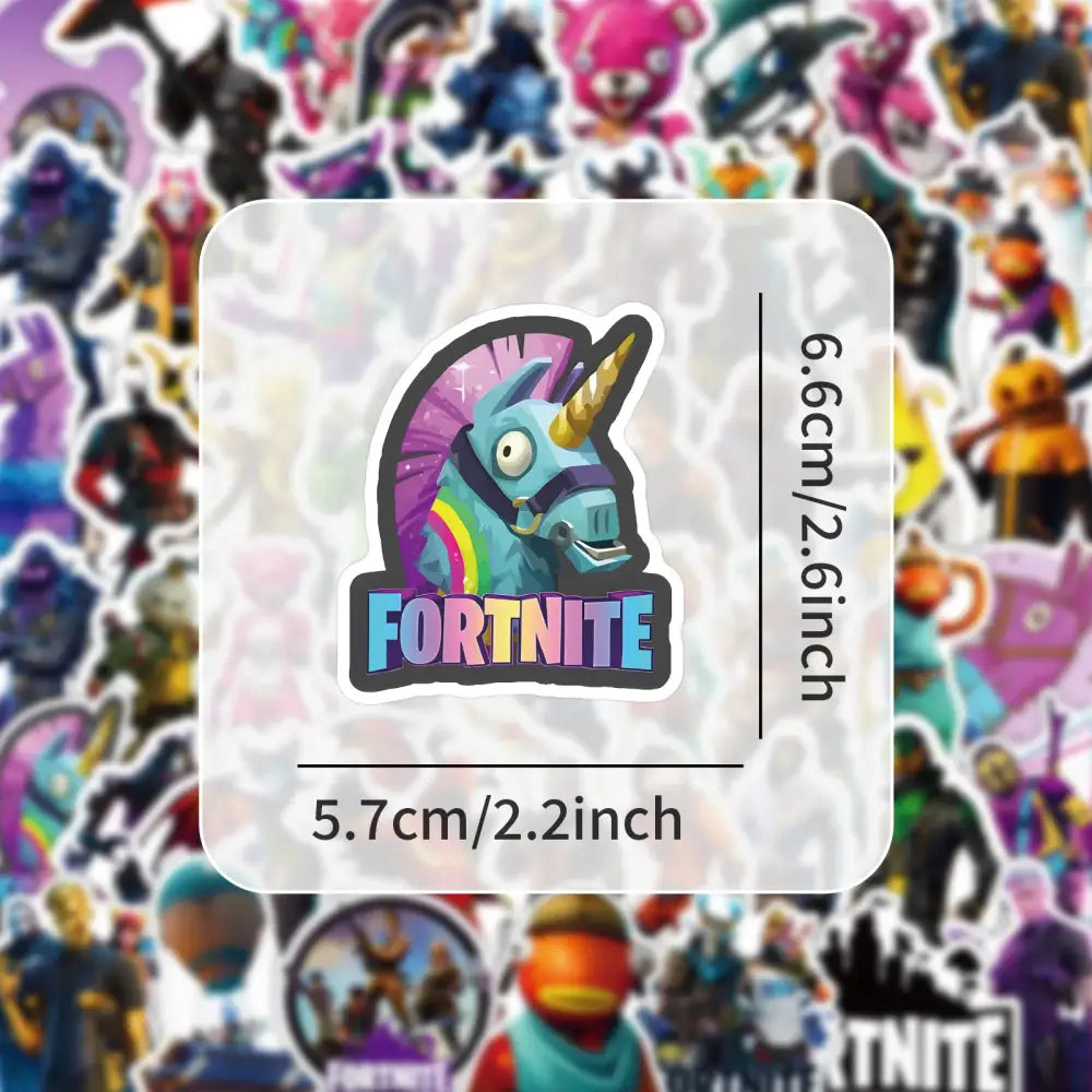 Fortnite Game Stickers - 50pcs PVC Decorative Gaming Sticker Set | Bandai Stickers