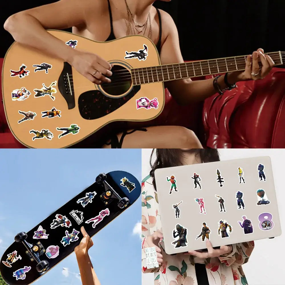 Fortnite Game Stickers - 50pcs PVC Decorative Gaming Sticker Set | Bandai Stickers