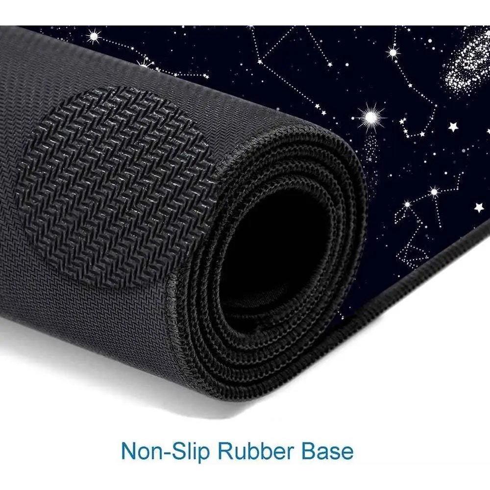 Large Gaming Mouse Pad - Extended Keyboard Pad with Stitched Edges | Black Constellation Design Mousepad