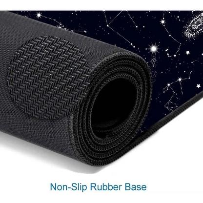 Large Gaming Mouse Pad - Extended Keyboard Pad with Stitched Edges | Black Constellation Design Mousepad