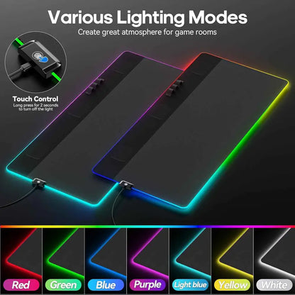 RGB Gaming Mouse Pad - Magnetic Organizer Set with Adjustable RGB Lighting & Cable Management
