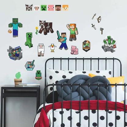 Minecraft Wall Decals - Peel And Stick Minecraft Character Stickers For Kids Room Stickers