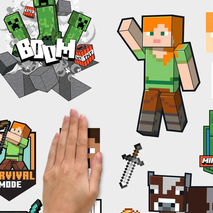 Minecraft Wall Decals - Peel And Stick Minecraft Character Stickers For Kids Room Stickers