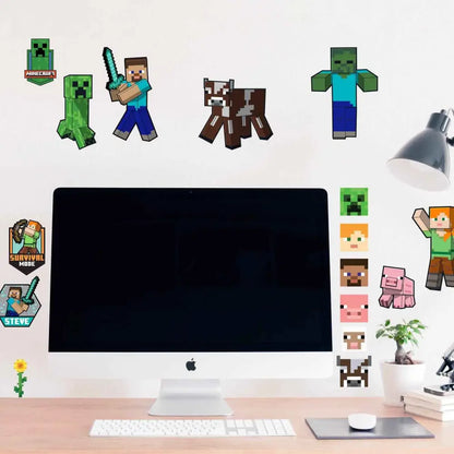 Minecraft Wall Decals - Peel And Stick Minecraft Character Stickers For Kids Room Stickers