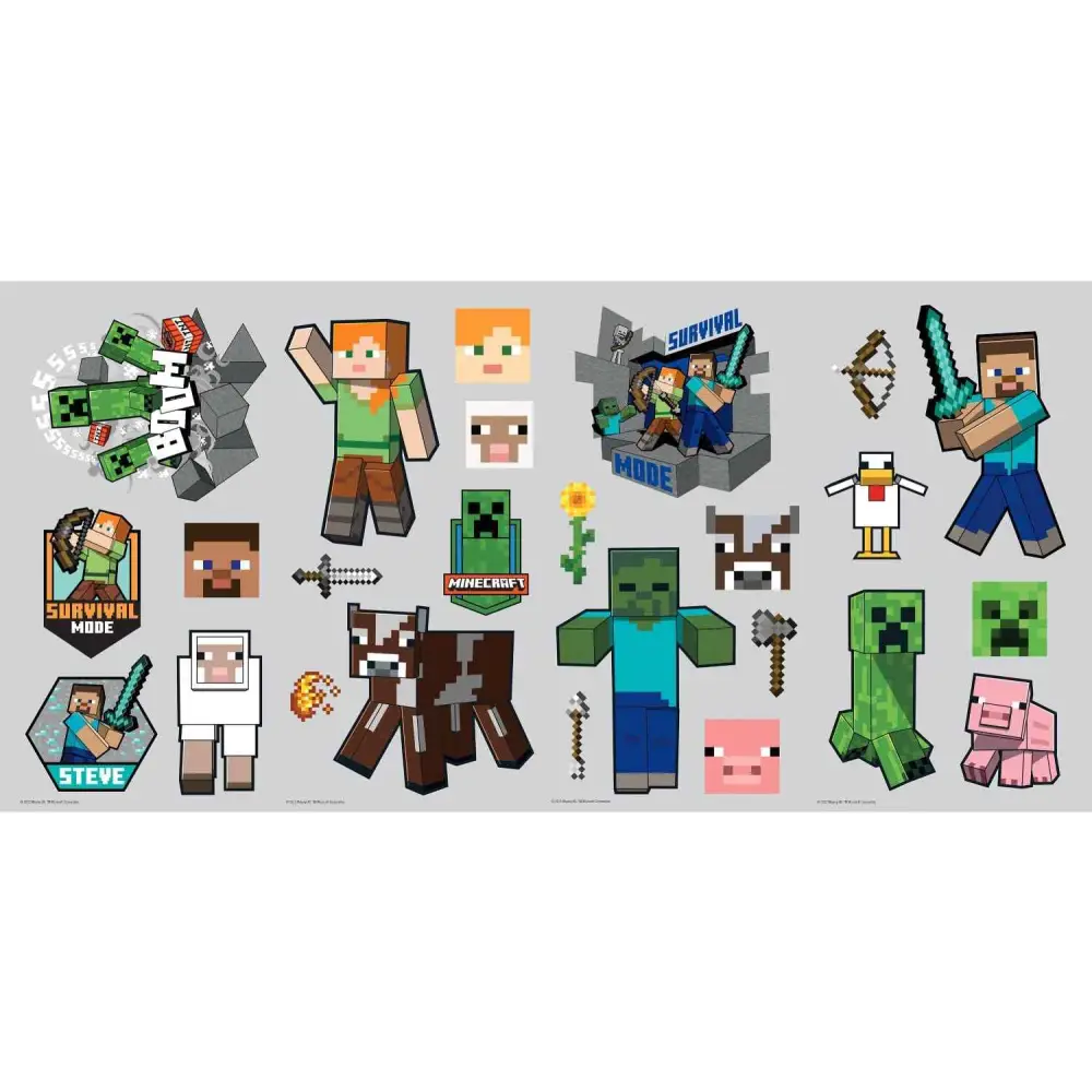 Minecraft Wall Decals - Peel And Stick Minecraft Character Stickers For Kids Room Stickers