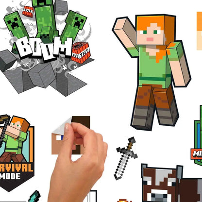 Minecraft Wall Decals - Peel And Stick Minecraft Character Stickers For Kids Room Stickers
