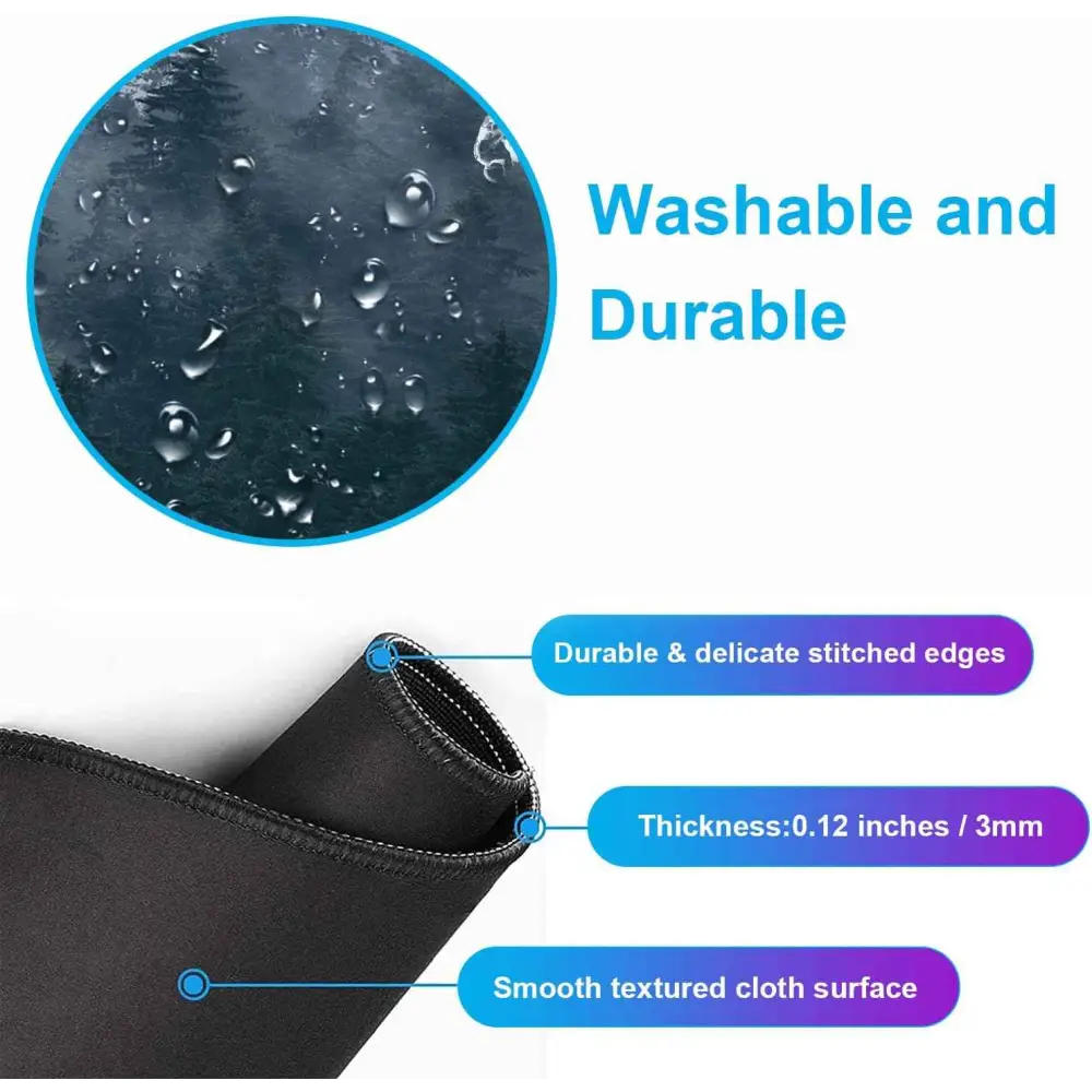 Extended Gaming Mouse Pad - Large Waterproof Non-Slip Desk Mat with Stitched Edges