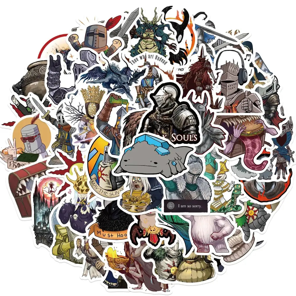 Dark Souls Stickers – 50PCS Waterproof Vinyl Decals | Durable Gaming Laptop Stickers Paper products