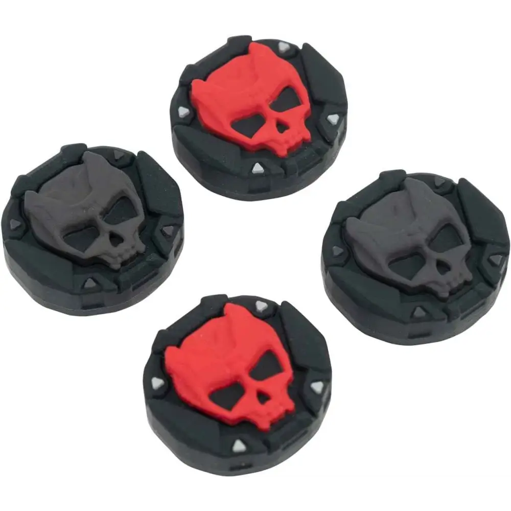 Skull Thumb Grip Caps – Silicone PS5 Controller Accessories | Non Slip Black Red Covers Gaming Accessories
