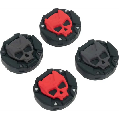 Skull Thumb Grip Caps – Silicone PS5 Controller Accessories | Non Slip Black Red Covers Gaming Accessories