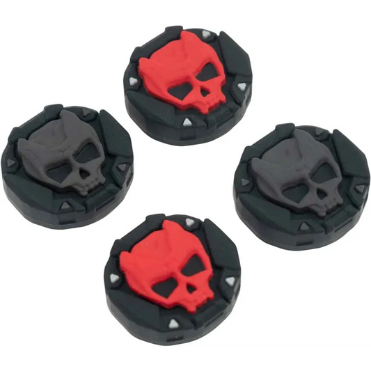 Skull Thumb Grip Caps – Silicone PS5 Controller Accessories | Non Slip Black Red Covers Gaming Accessories