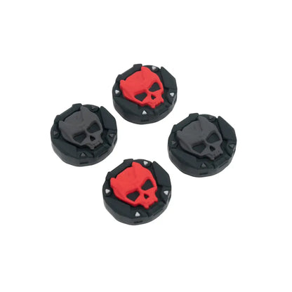 Skull Thumb Grip Caps – Silicone PS5 Controller Accessories | Non Slip Black Red Covers Gaming Accessories