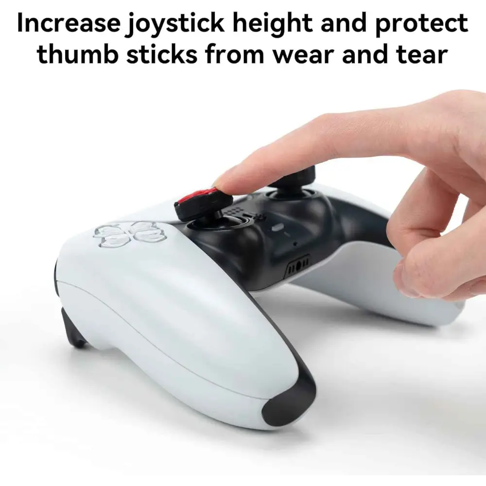 Skull Thumb Grip Caps – Silicone PS5 Controller Accessories | Non Slip Black Red Covers Gaming Accessories