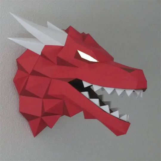 Game of Power Dragon Mother 3D Paper Puzzles Red Dragon Head Models Adult Gift Kids Wall Decorations Home Decor DIY Toys Art - Gapo Goods - 