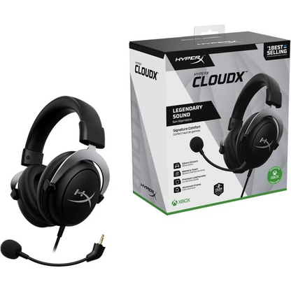 HyperX CloudX, Official Xbox Licensed Gaming Headset, Compatible with Xbox One and Series X|S, Memory Foam Ear Cushions, Detachable Noise-Cancelling Mic, in-line Audio Controls,Black/ Silver