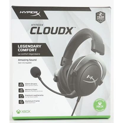HyperX CloudX, Official Xbox Licensed Gaming Headset, Compatible with Xbox One and Series X|S, Memory Foam Ear Cushions, Detachable Noise-Cancelling Mic, in-line Audio Controls,Black/ Silver