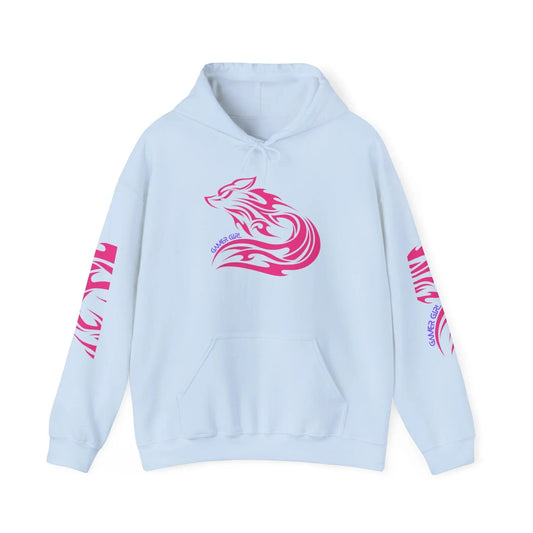Gamer Girl Hoodie - Unisex Heavy Blend Hoodie with Printed Sleeve Sweatshirt Light Blue Hoodie