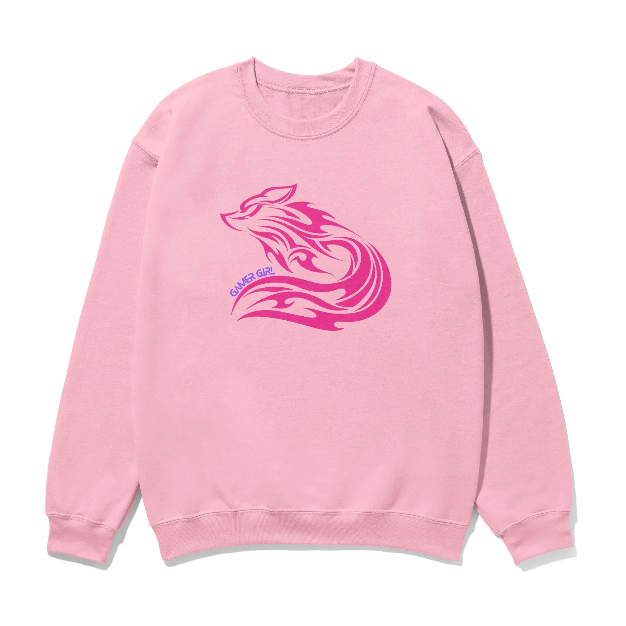 Gamer Girl Pink Fox Unisex Printed Sweatshirt with Sleeve - Perfect for Gaming Enthusiasts - Gapo Goods - Sweatshirt