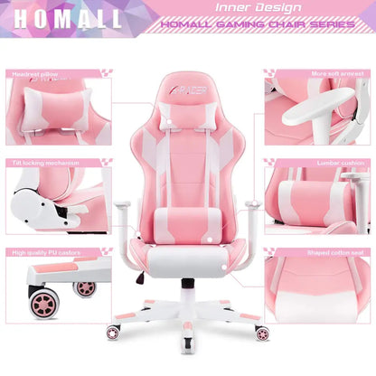 Homall Gaming Chair – Ergonomic Computer Chair with Lumbar Support & Headrest Pillow Gaming Accessories