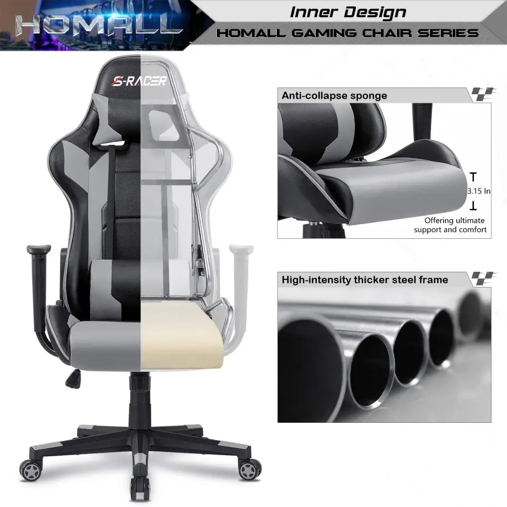Homall Gaming Chair – Ergonomic Computer Chair with Lumbar Support & Headrest Pillow Gaming Accessories