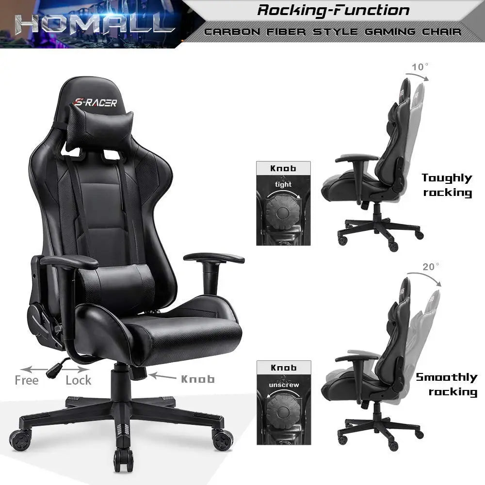 Homall Gaming Chair – Ergonomic Computer Chair with Lumbar Support & Headrest Pillow Gaming Accessories