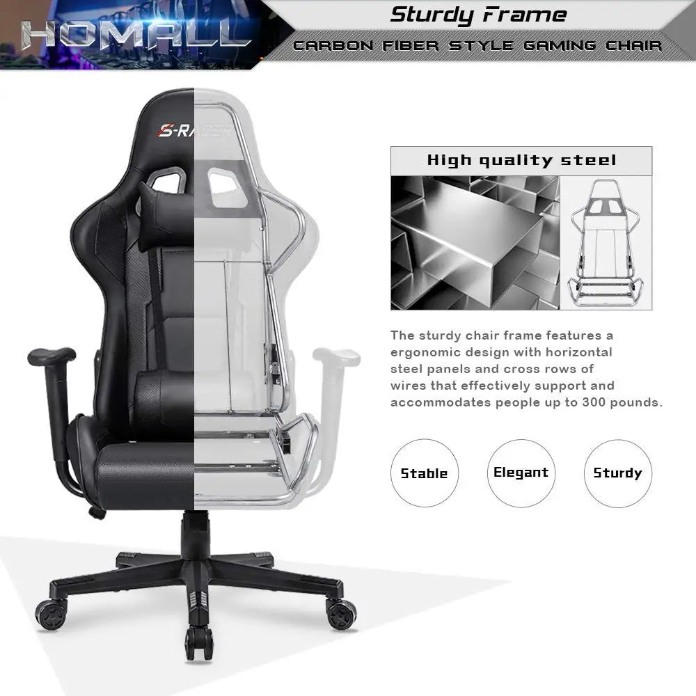 Homall Gaming Chair – Ergonomic Computer Chair with Lumbar Support & Headrest Pillow Gaming Accessories