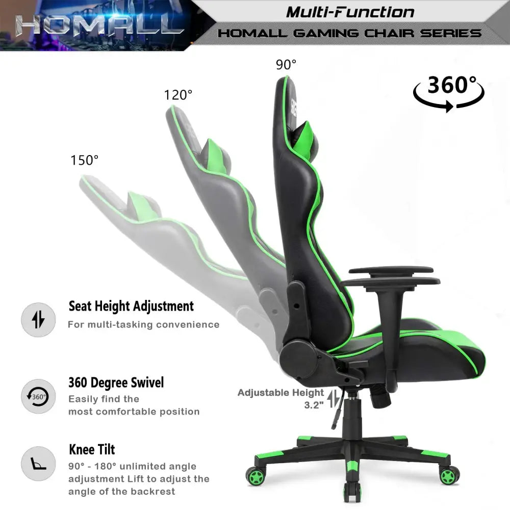 Homall Gaming Chair – Ergonomic Computer Chair with Lumbar Support & Headrest Pillow Gaming Accessories