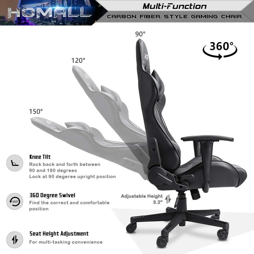 Homall Gaming Chair – Ergonomic Computer Chair with Lumbar Support & Headrest Pillow Gaming Accessories