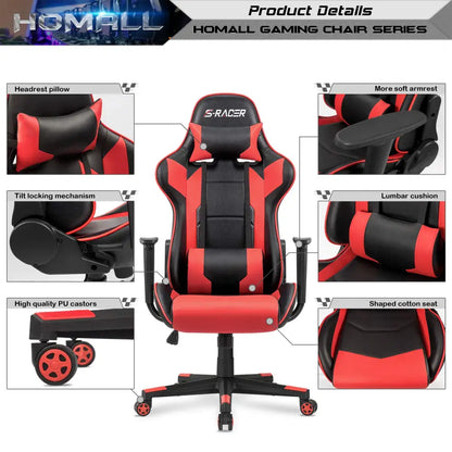 Homall Gaming Chair – Ergonomic Computer Chair with Lumbar Support & Headrest Pillow Gaming Accessories