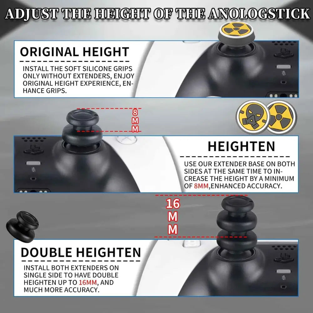Thumbstick Extender for PS5 & PS4 Controllers - PlayRealm Ergonomic Grip Set x6 Gaming Accessories