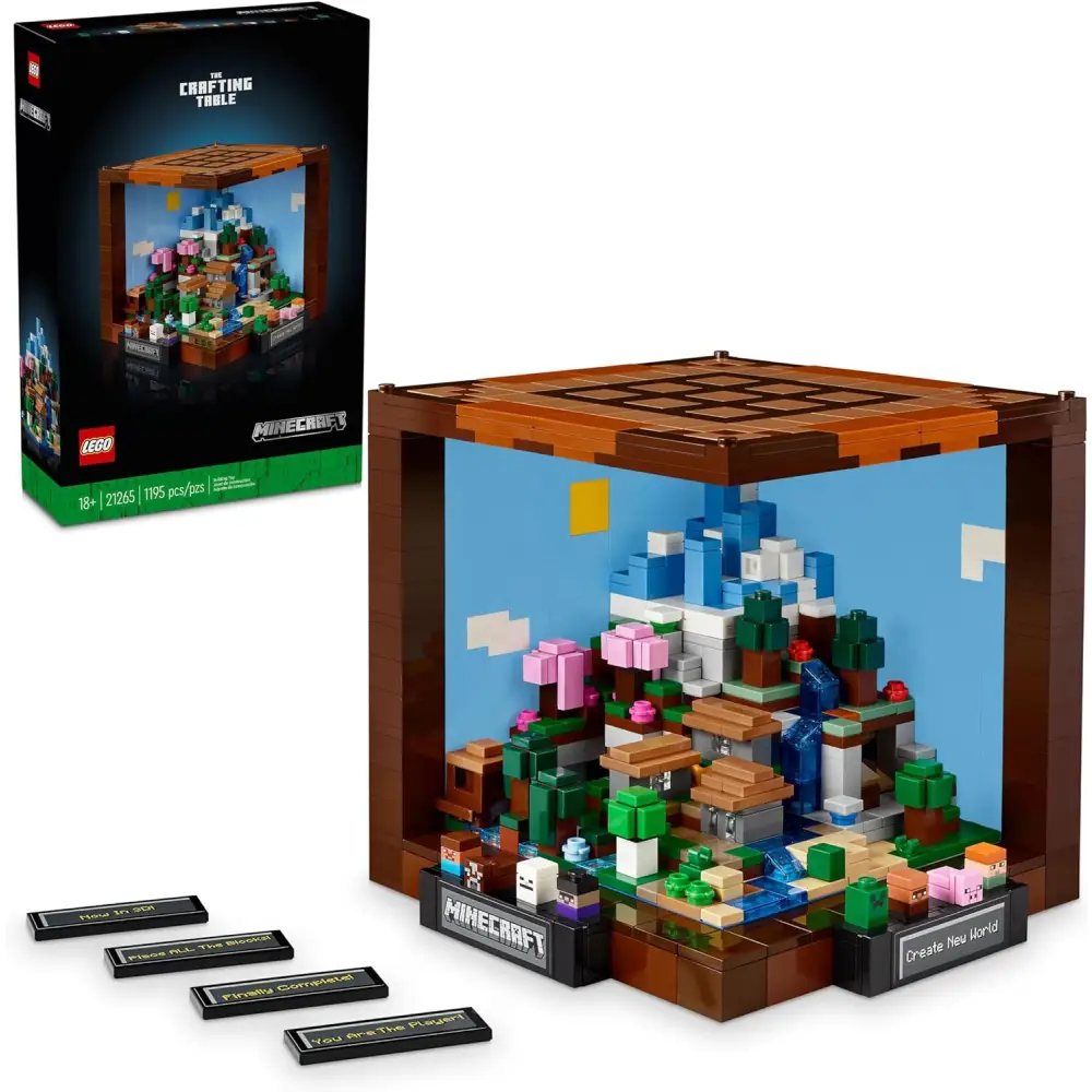 LEGO Minecraft Set – 15th Anniversary Crafting Table with Biome Models & Figures Building Blocks