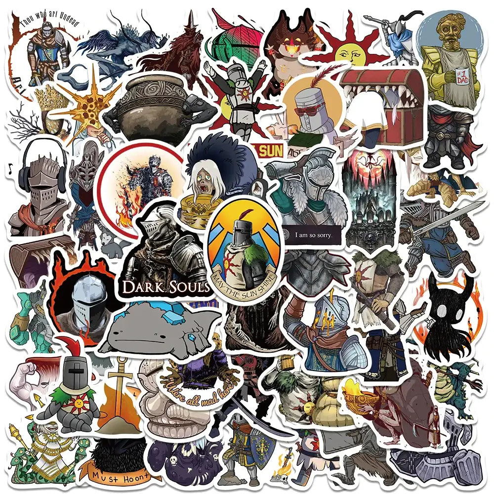 Dark Souls Stickers – Waterproof Vinyl Decal Set | Durable Gamer Collectible Pack 50 PCS Stickers