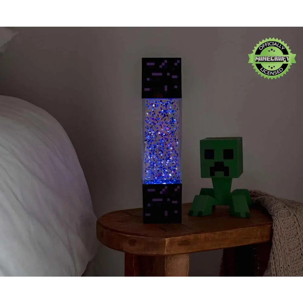 Minecraft Nether Portal Lamp - LED Glitter Motion Light | Bedside Table Decor Home Decor