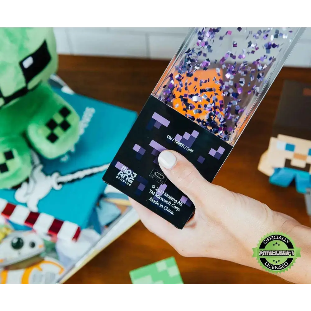 Minecraft Nether Portal Lamp - LED Glitter Motion Light | Bedside Table Decor Home Decor