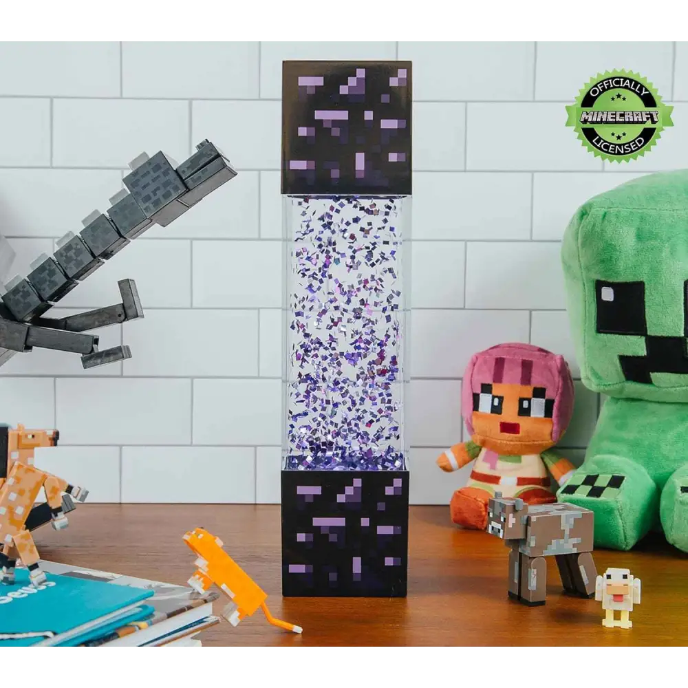 Minecraft Nether Portal Lamp - LED Glitter Motion Light | Bedside Table Decor Home Decor