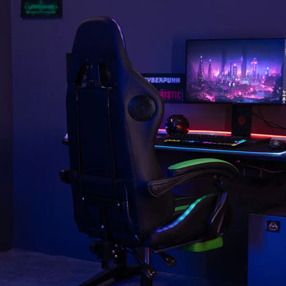 RGB Gaming Chair – Massage Gaming Chair with Bluetooth Speakers, Footrest & LED Lights Gaming Accessories